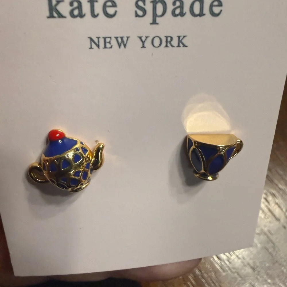 Kate Spade Teapot & Teacup Stud Earrings New York Teatime